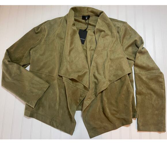 NWT Boutique Heyson Green Faux Suede Jacket Cardigan Sweater - Size Women's 1XL - Picture 1 of 8